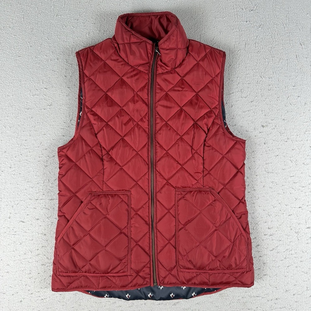Brooks‎ Brothers 346 Vest Women's Small Red Quilted Insulated Full Zip